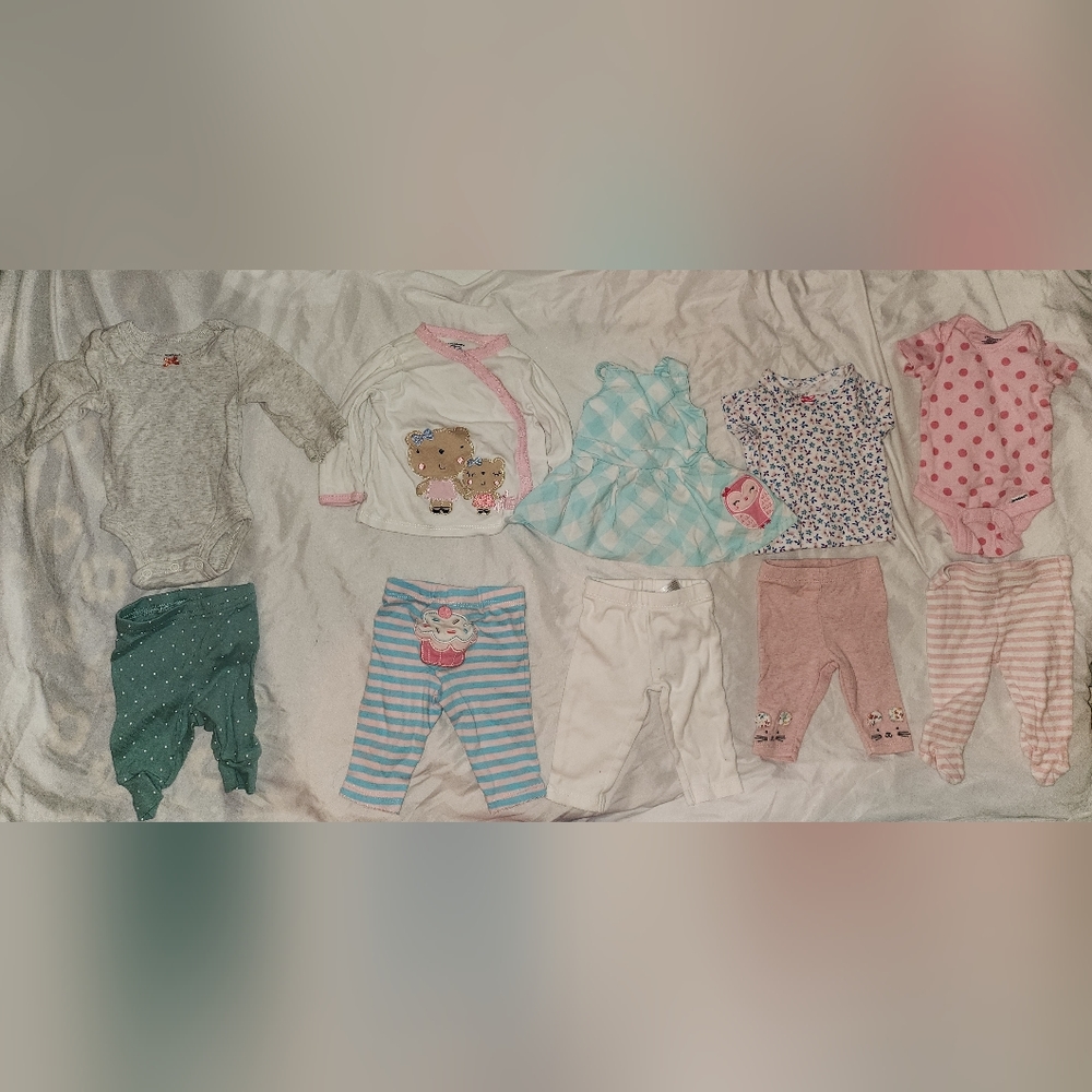 10 PC Set Newborn Lot Infant Size 0 Bundle Mix and Match Outfits $20